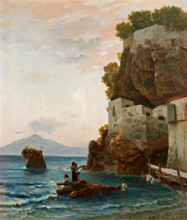 Albert Hertel Fischerfamilie an der suditalienischen Kuste Spain oil painting art